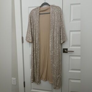 Sequin Long Kimono Cardigan